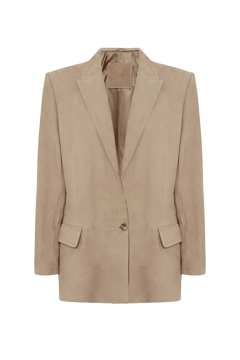 Ilaria Women's Nubuck Oversize Blazer Jacket - Vison