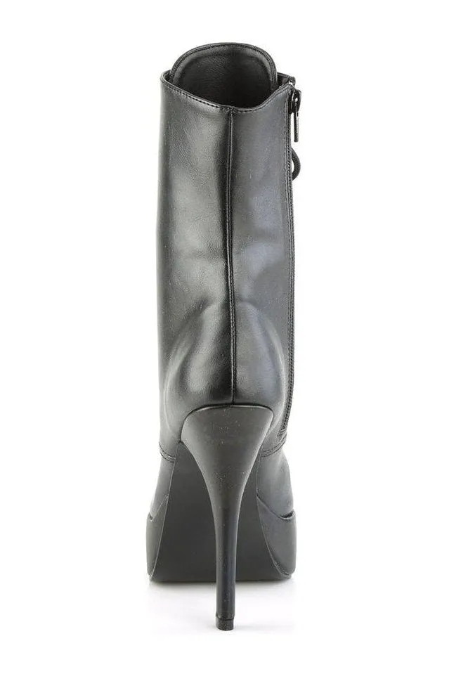 INDULGE-1020 Ankle Boot | Black Faux Leather