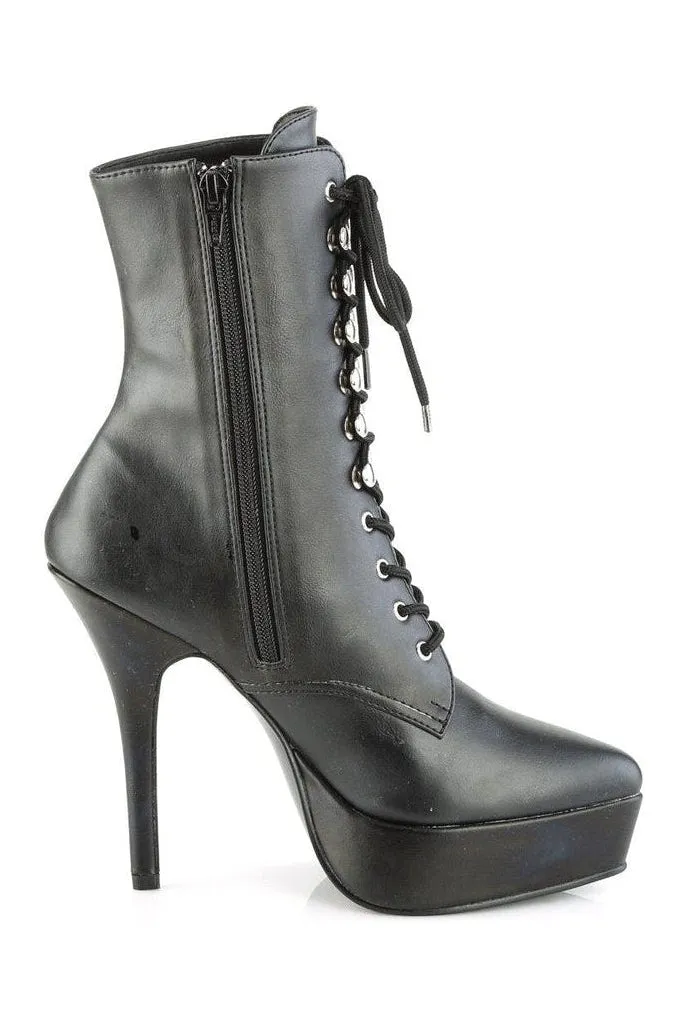 INDULGE-1020 Ankle Boot | Black Faux Leather
