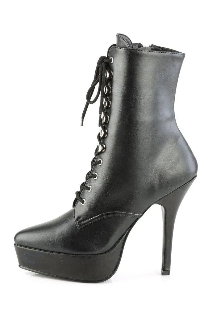 INDULGE-1020 Ankle Boot | Black Faux Leather