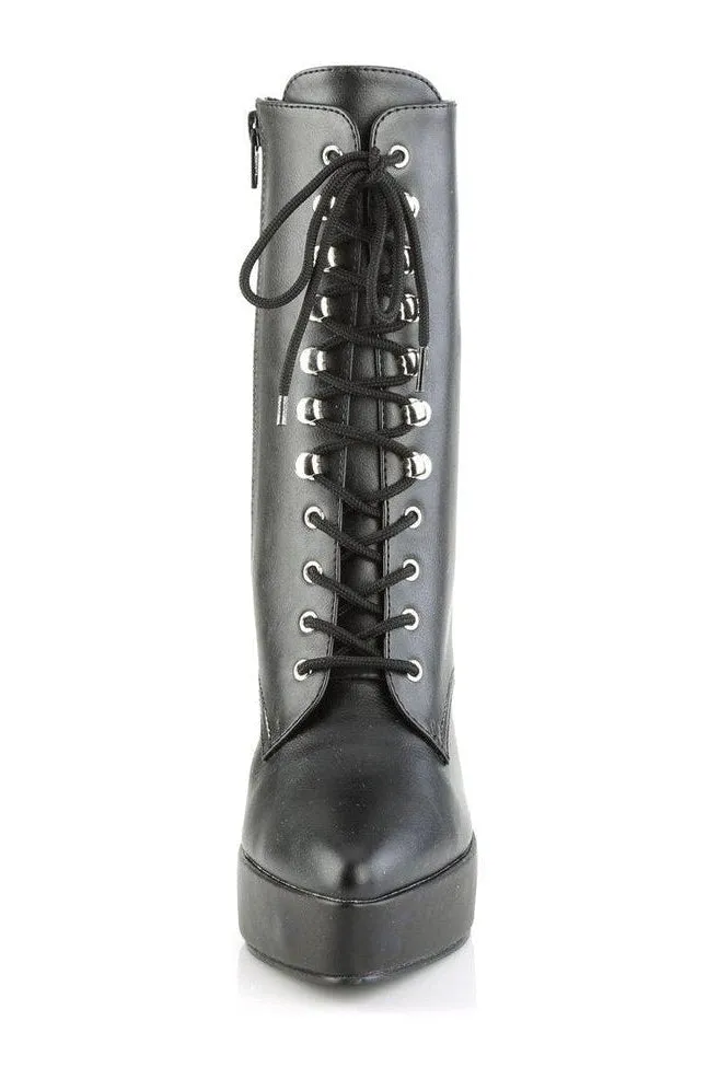 INDULGE-1020 Ankle Boot | Black Faux Leather
