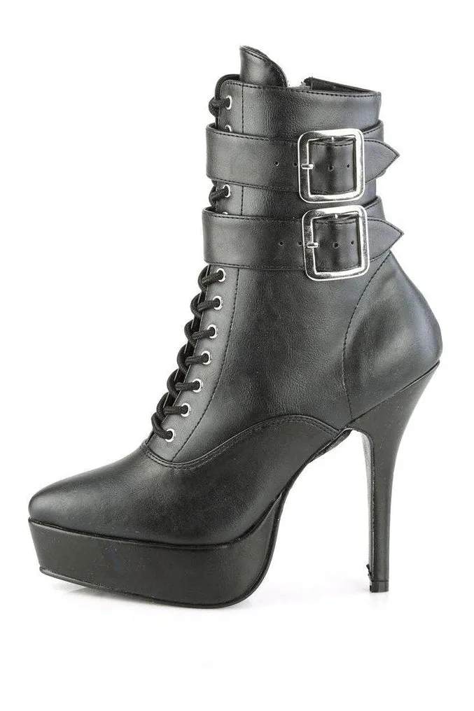 INDULGE-1026 Ankle Boot | Black Faux Leather