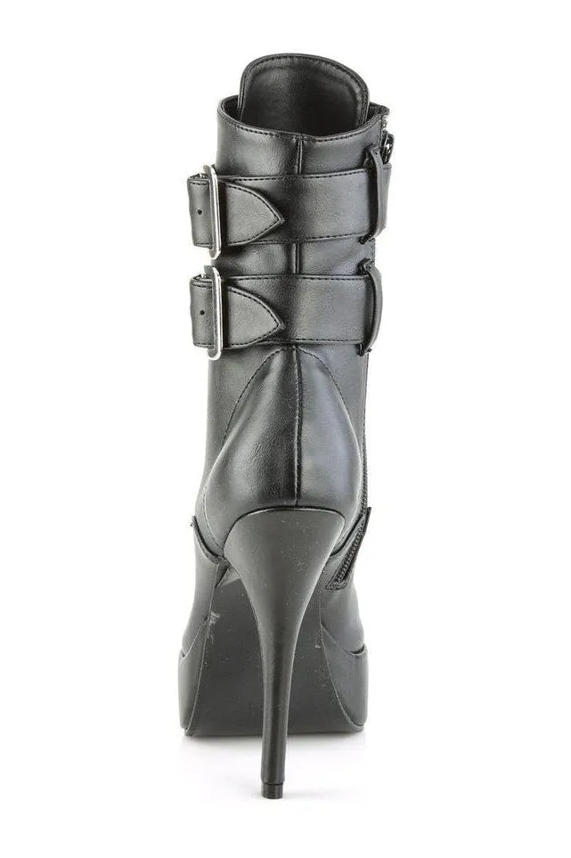 INDULGE-1026 Ankle Boot | Black Faux Leather