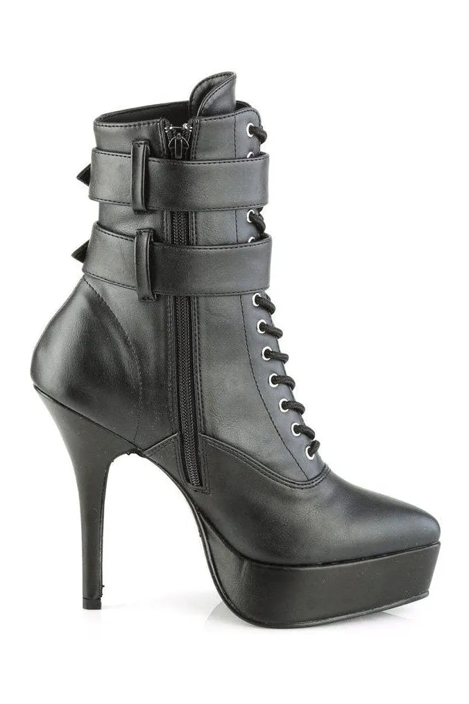 INDULGE-1026 Ankle Boot | Black Faux Leather