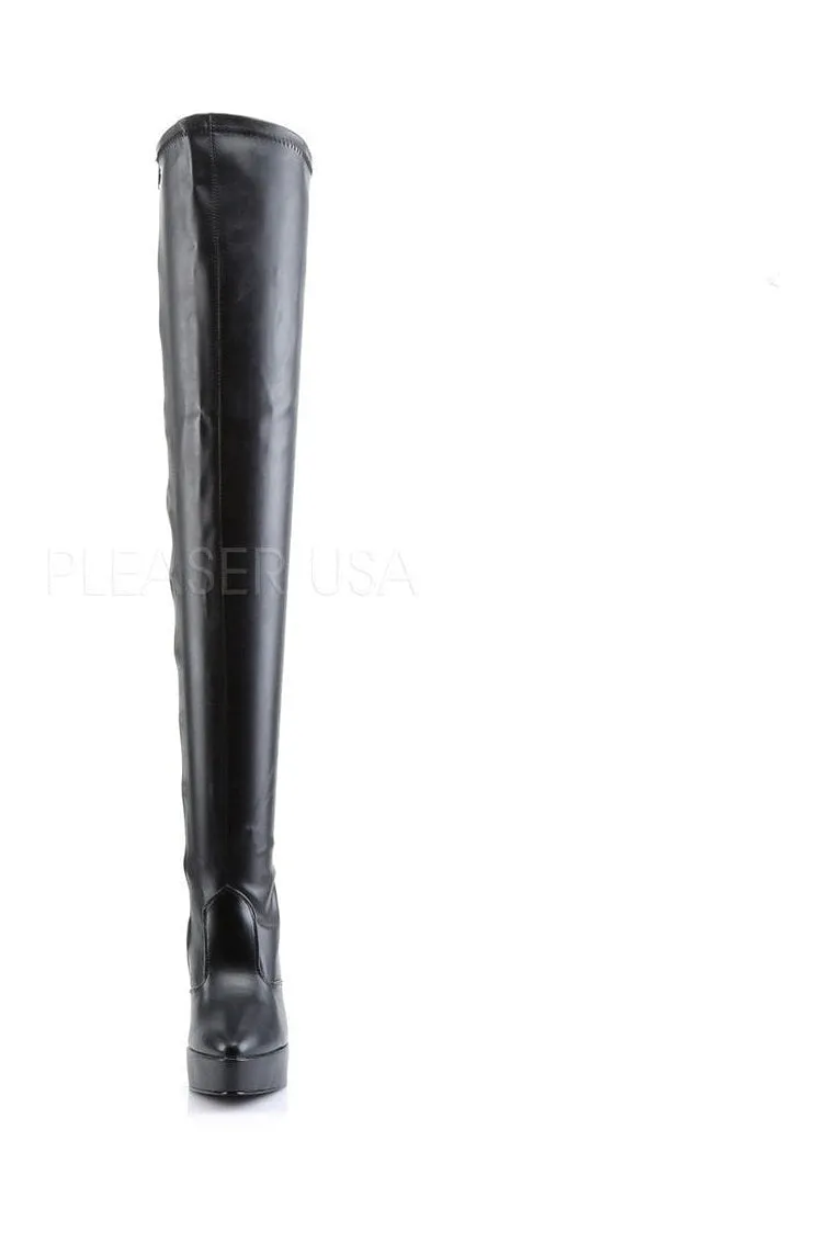INDULGE-3000 Thigh Boot | Black Faux Leather