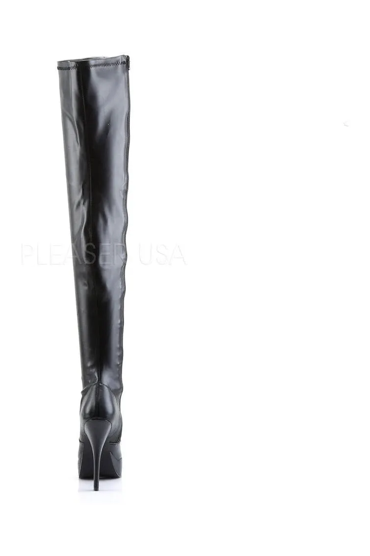 INDULGE-3000 Thigh Boot | Black Faux Leather
