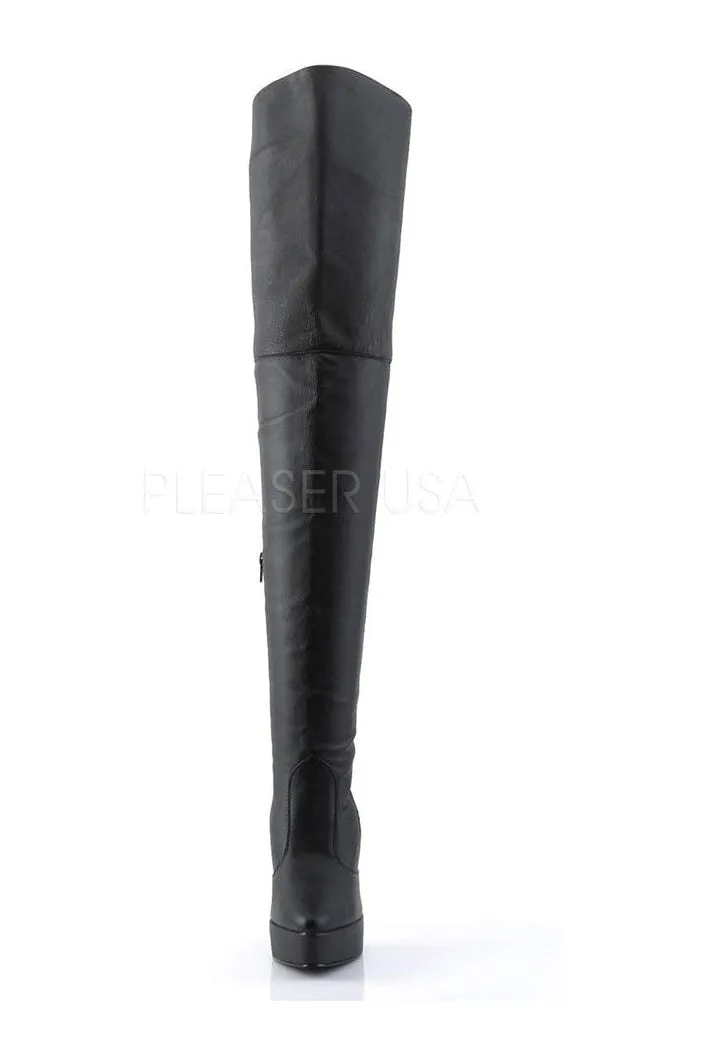 INDULGE-3011 Thigh Boot | Black Genuine Leather