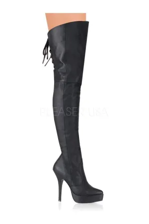 INDULGE-3011 Thigh Boot | Black Genuine Leather