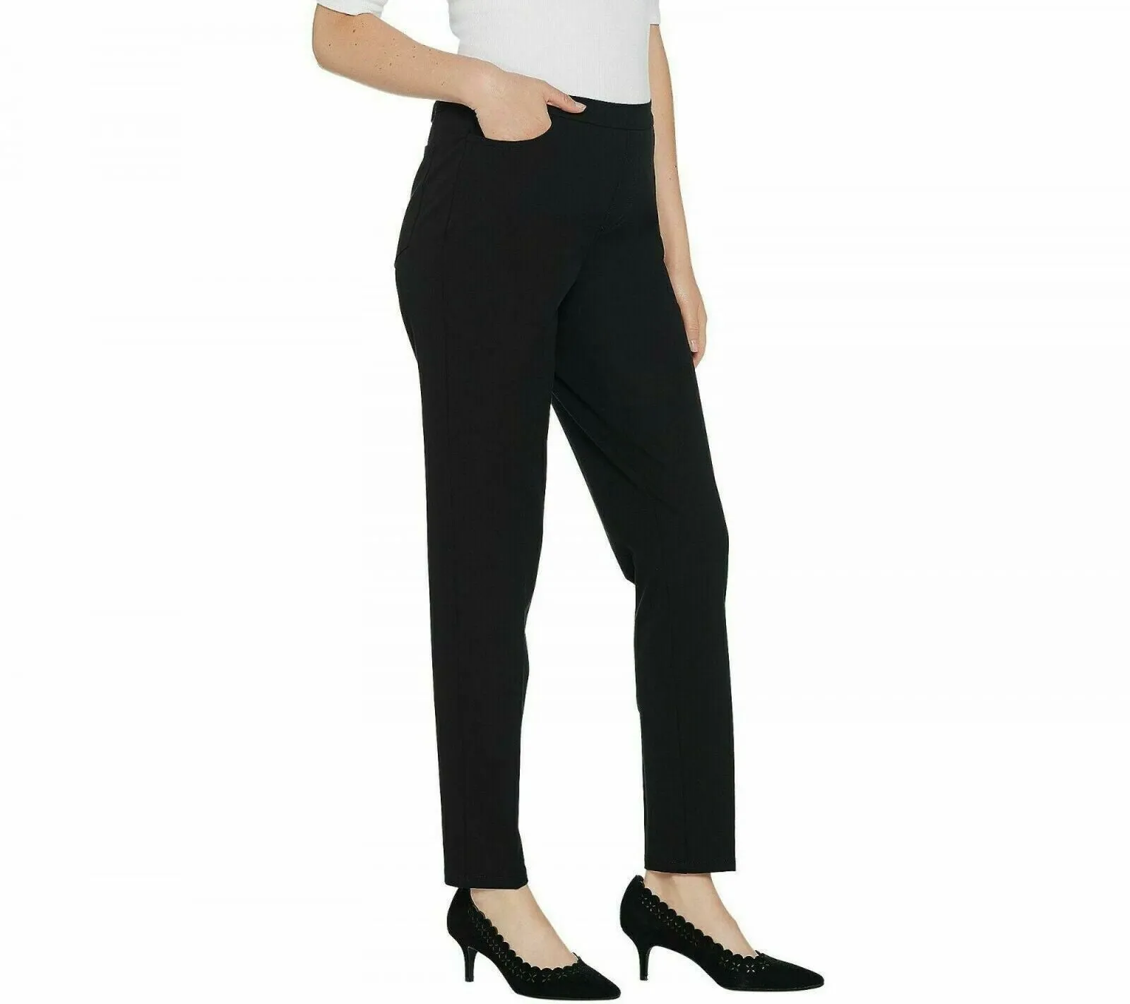 Isaac Mizrahi Live! Tall 24/7 Stretch Slim Leg Pants Black 4 Tall