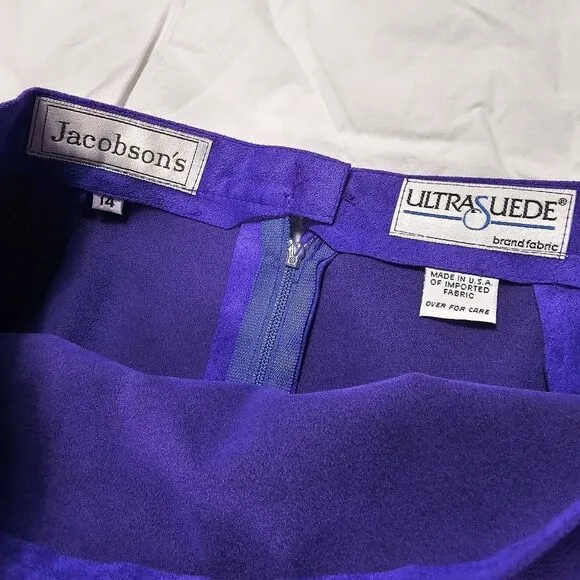 Jacobson's Purple Deadstock VTG Faux Suede USA Made Midi Skirt Women's Size‎ 14