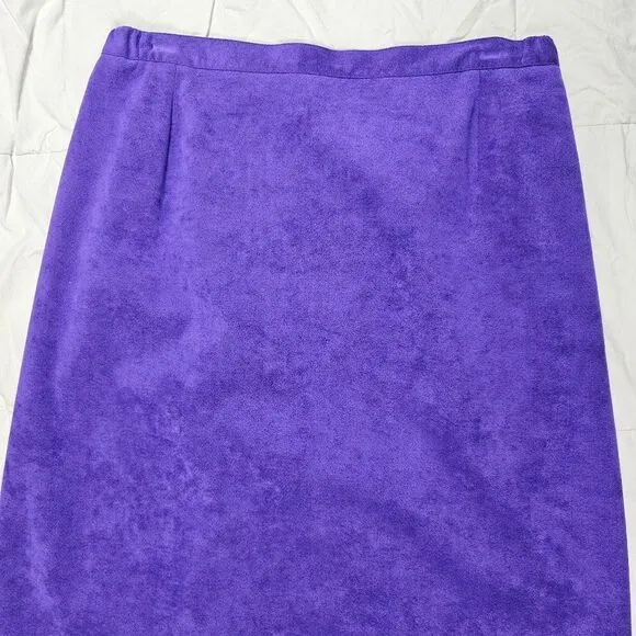 Jacobson's Purple Deadstock VTG Faux Suede USA Made Midi Skirt Women's Size‎ 14