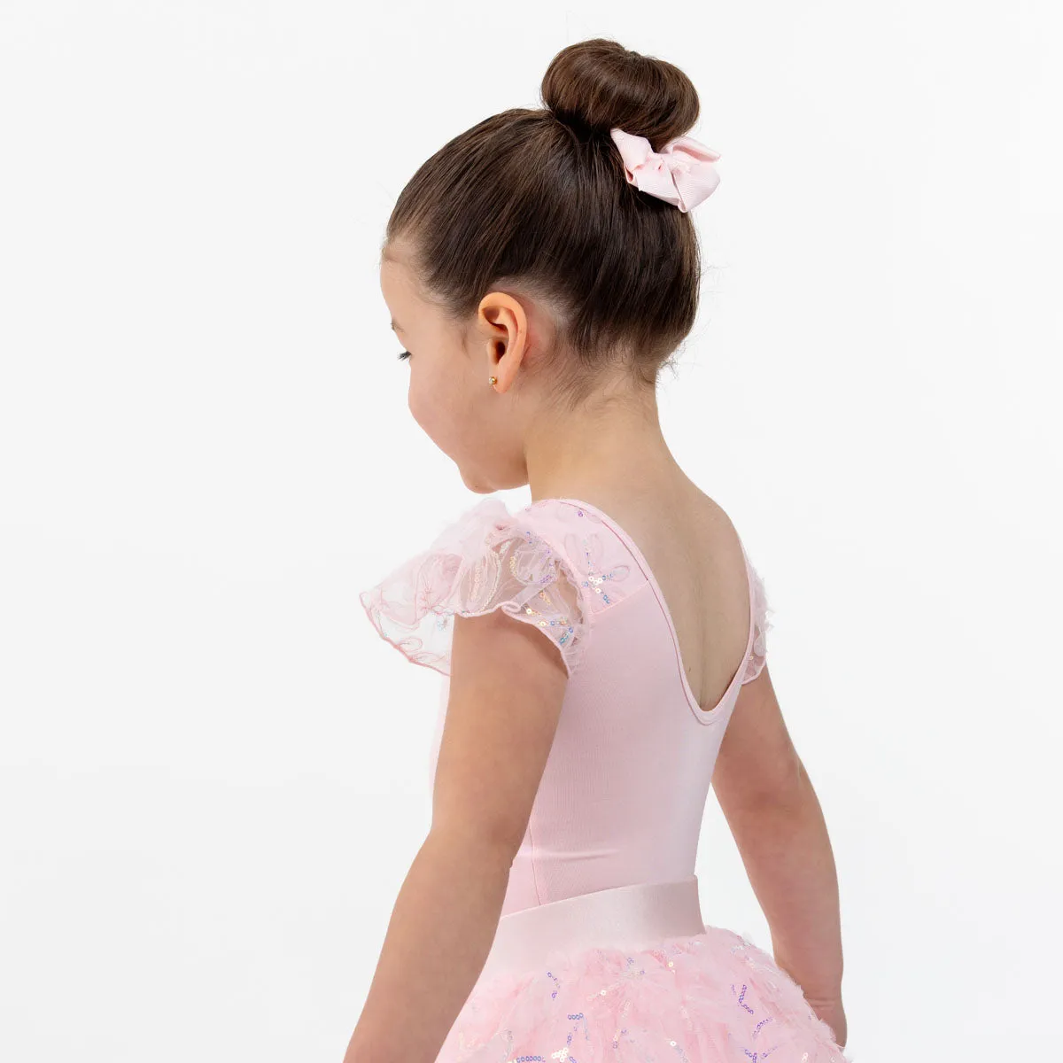 Julip: Sequin Flower Flutter Sleeve Leotard