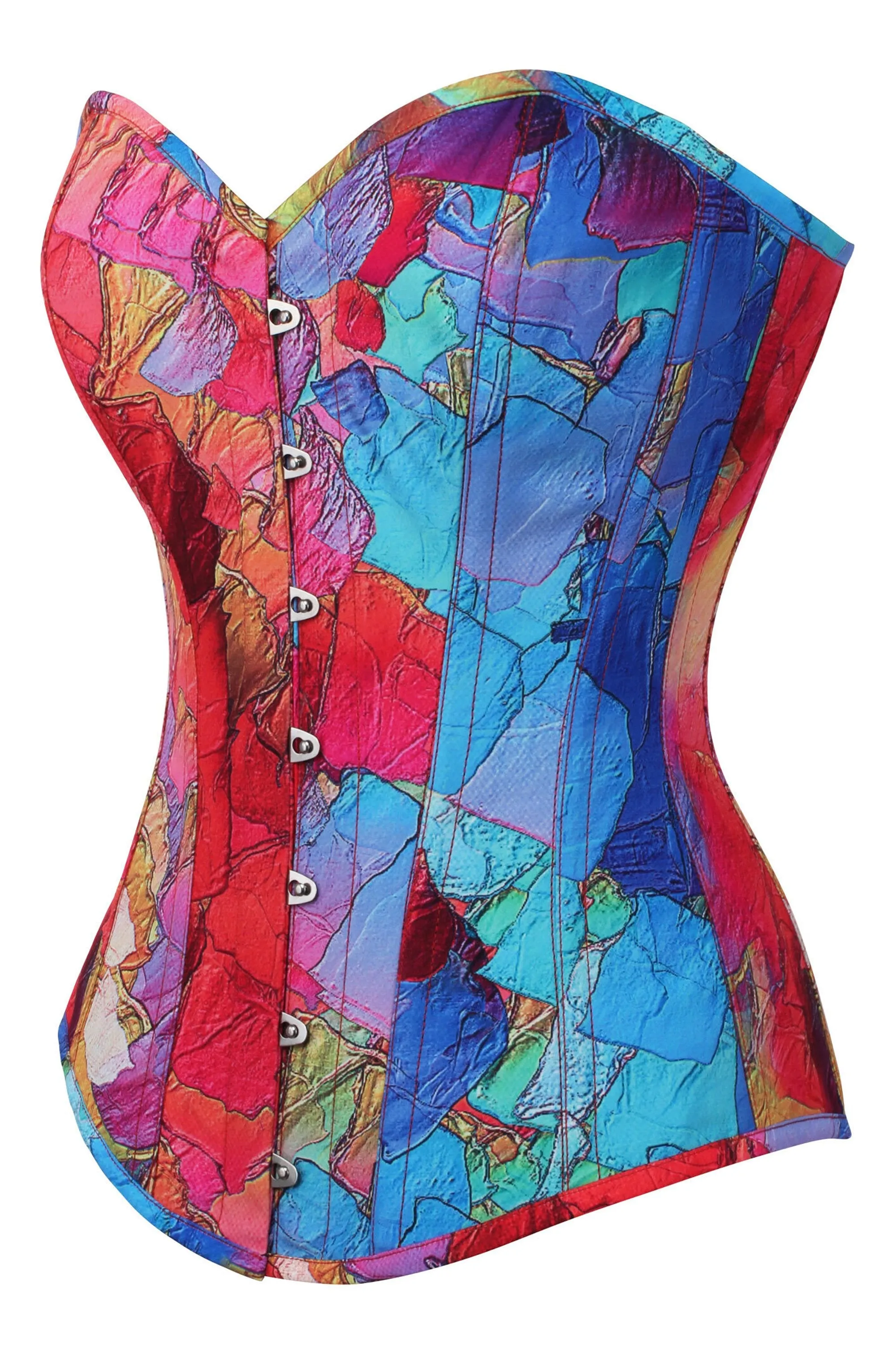 Kaleidoscopic Exposed Petal Longline Overbust Corset