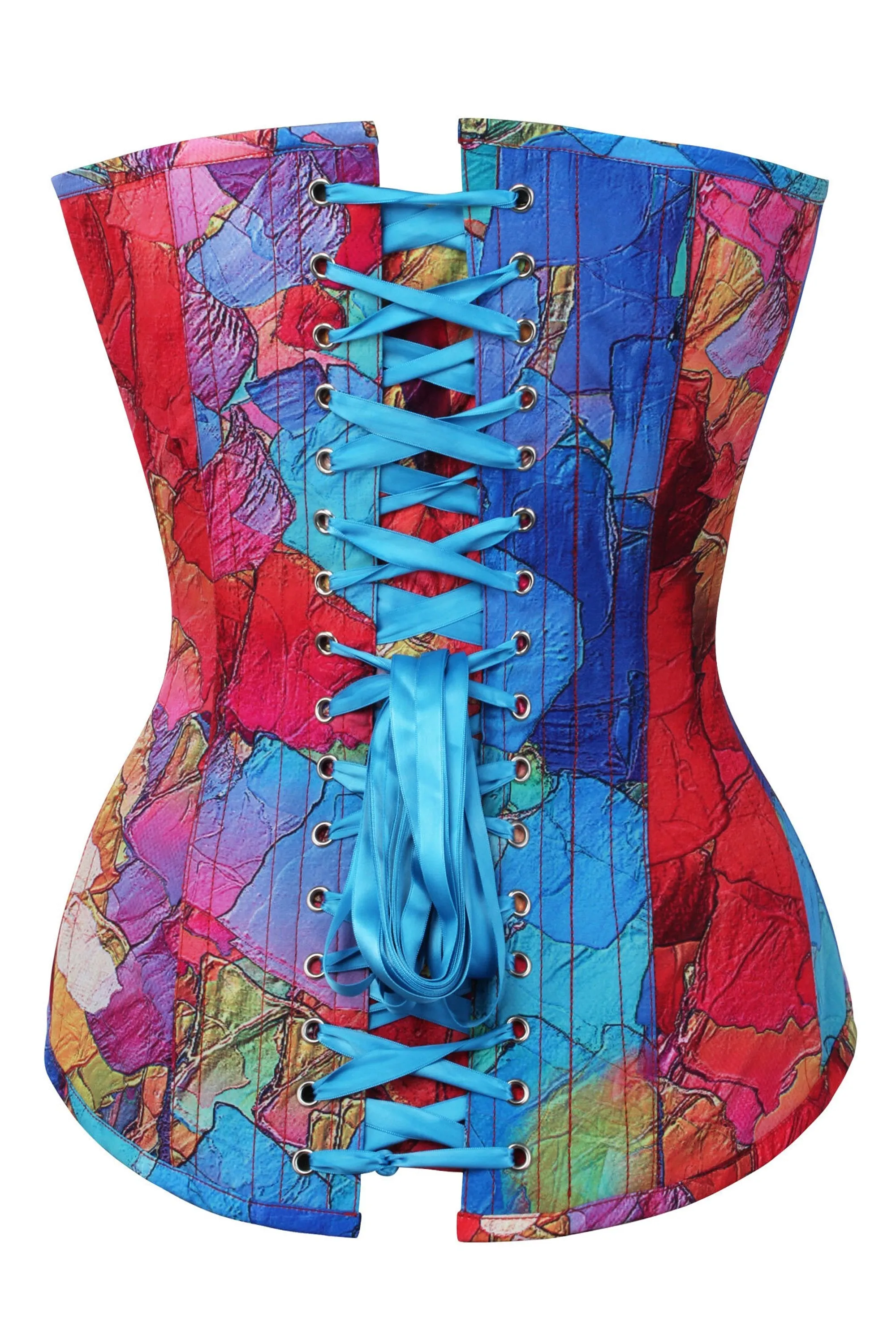 Kaleidoscopic Exposed Petal Longline Overbust Corset