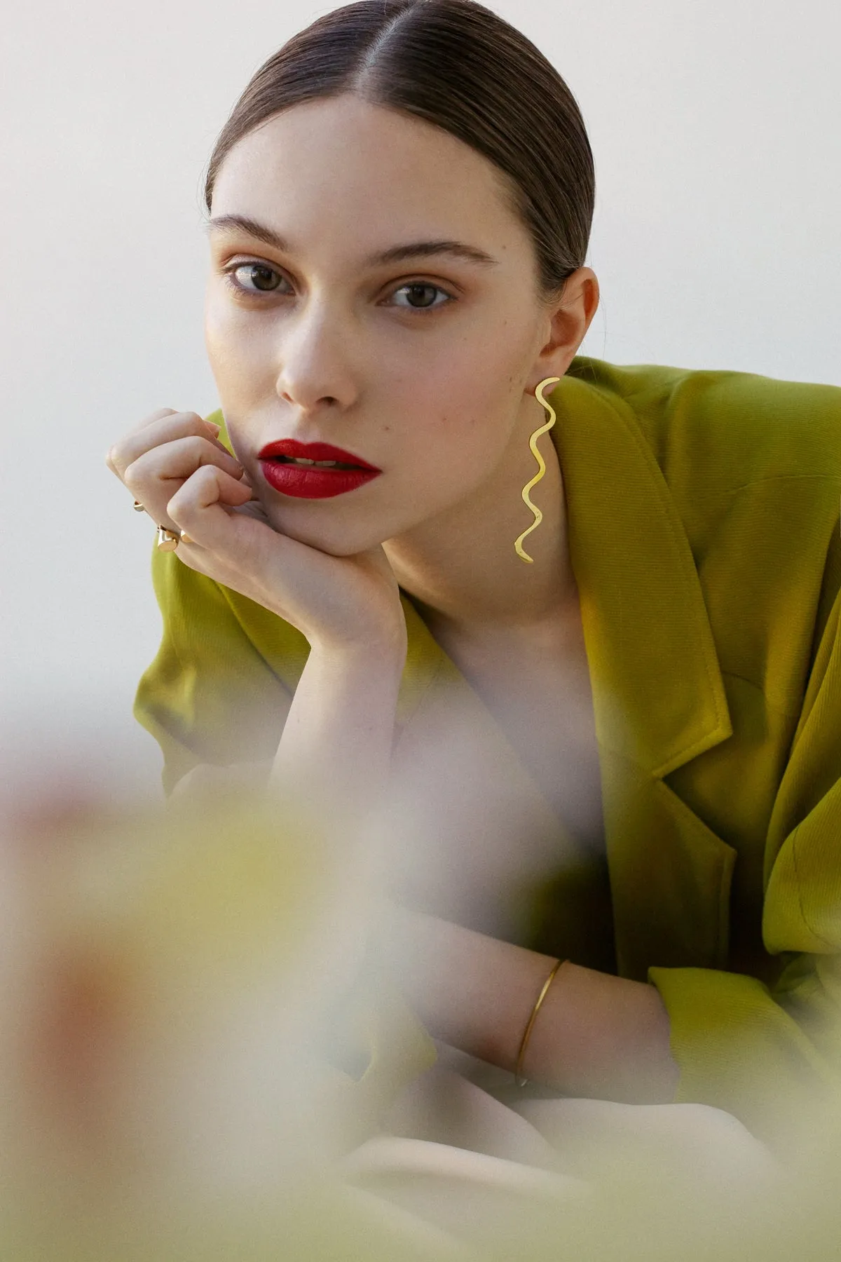 KALINDA olive green midi blazer dress