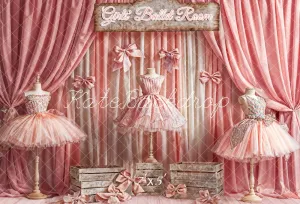 Kate Pink Dress Girls' Ballet Room Curtain Backdrop Designed by Emetselch