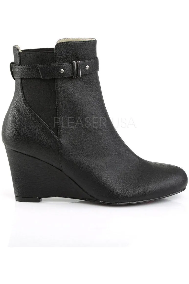 KIMBERLY-102 Ankle Boot | Black Faux Leather
