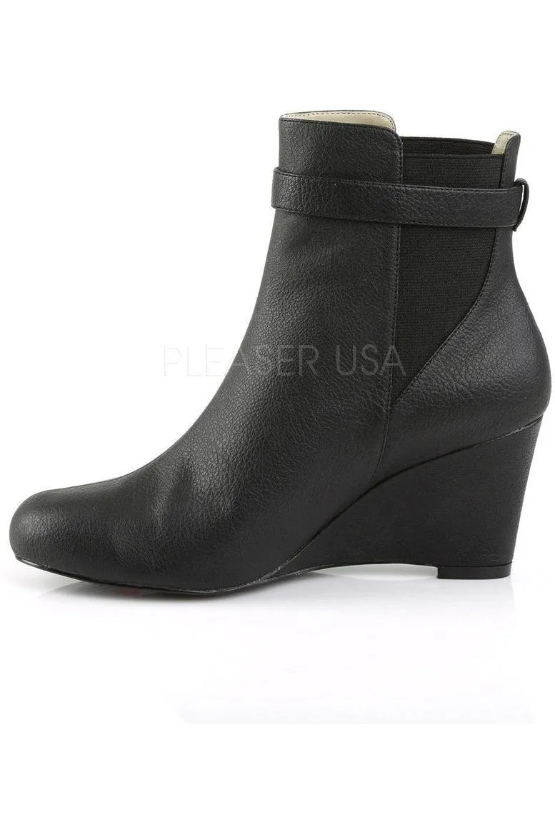 KIMBERLY-102 Ankle Boot | Black Faux Leather