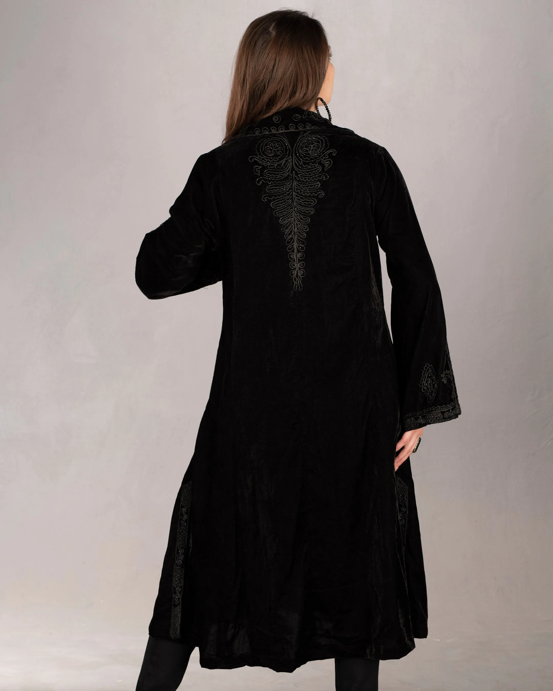 Kimberly Black on Black Velvet Duster by Vintage Collection