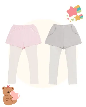 Lacy Legging Shorts Bundle (Pack of 2, Ballet Pink & Warm Grey)