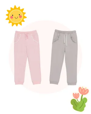 Lacy Pocket Pants (Pack of 2, Ballet Pink & Grey)
