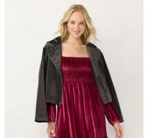 Lc Lauren Conrad Womens Plus Size Suede Moto Jacket WL23Z015RS1