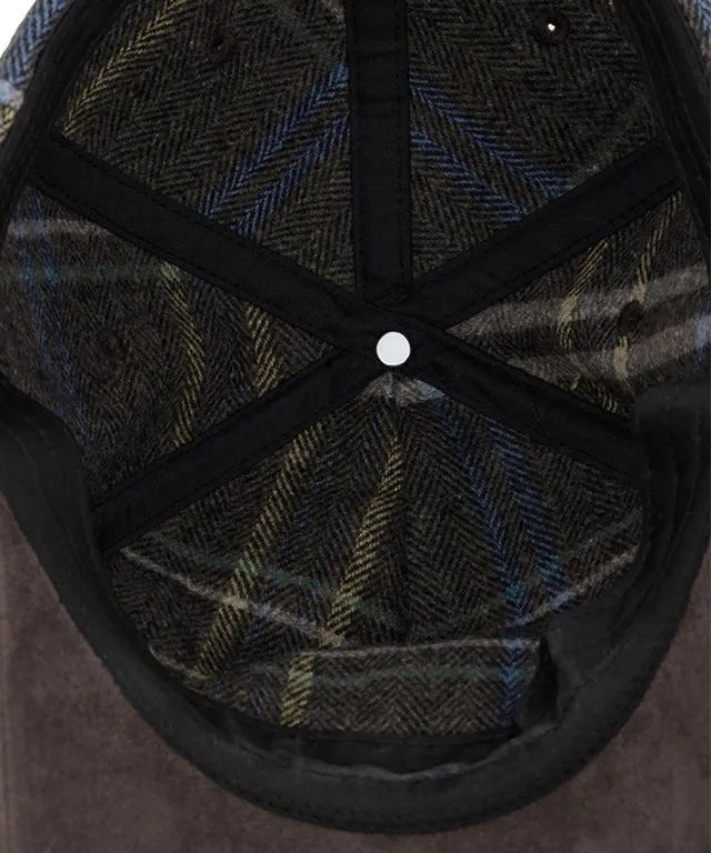 LE SONNET Check & Suede Cap - Brown
