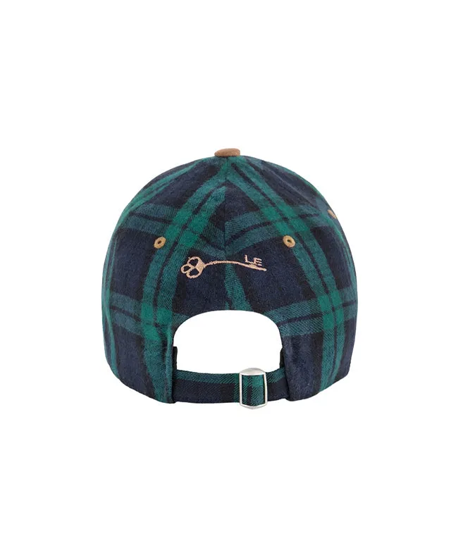 LE SONNET Check & Suede Cap - Green