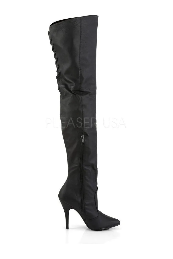 LEGEND-8899 Thigh Boot  | Black Genuine Leather