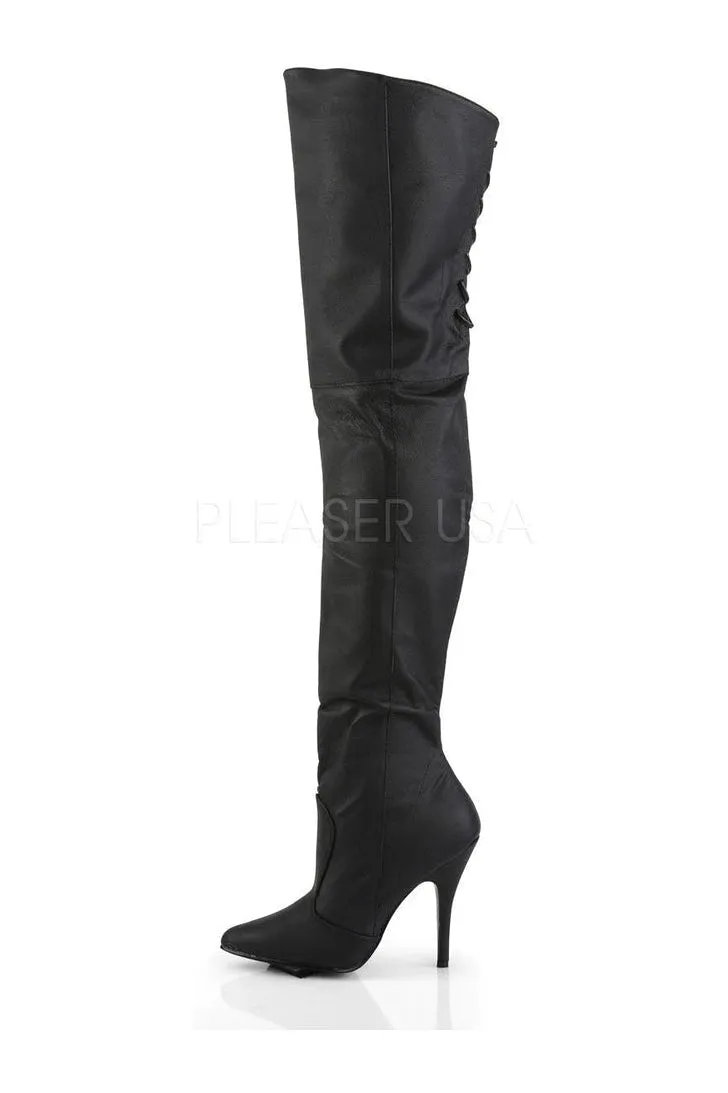 LEGEND-8899 Thigh Boot  | Black Genuine Leather