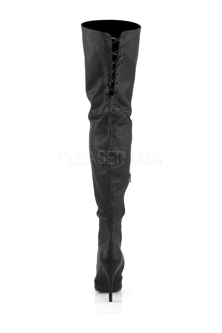 LEGEND-8899 Thigh Boot  | Black Genuine Leather