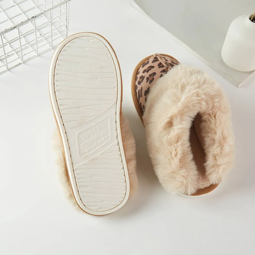 Leopard Print Suede Soft Home Slippers: LEOPARD