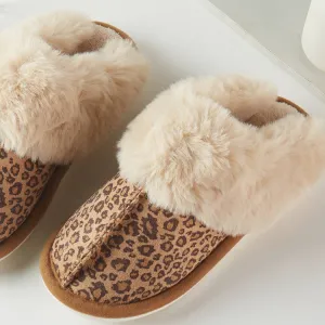 Leopard Print Suede Soft Home Slippers: LEOPARD