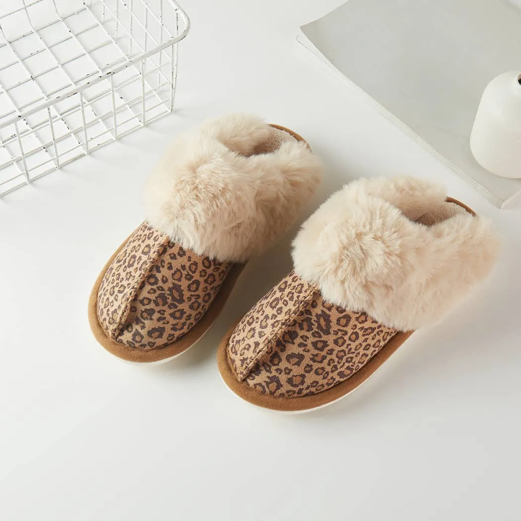 Leopard Print Suede Soft Home Slippers: LEOPARD