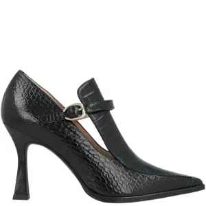 Lodi Mondier Black Croc Leather High Heeled Shoes