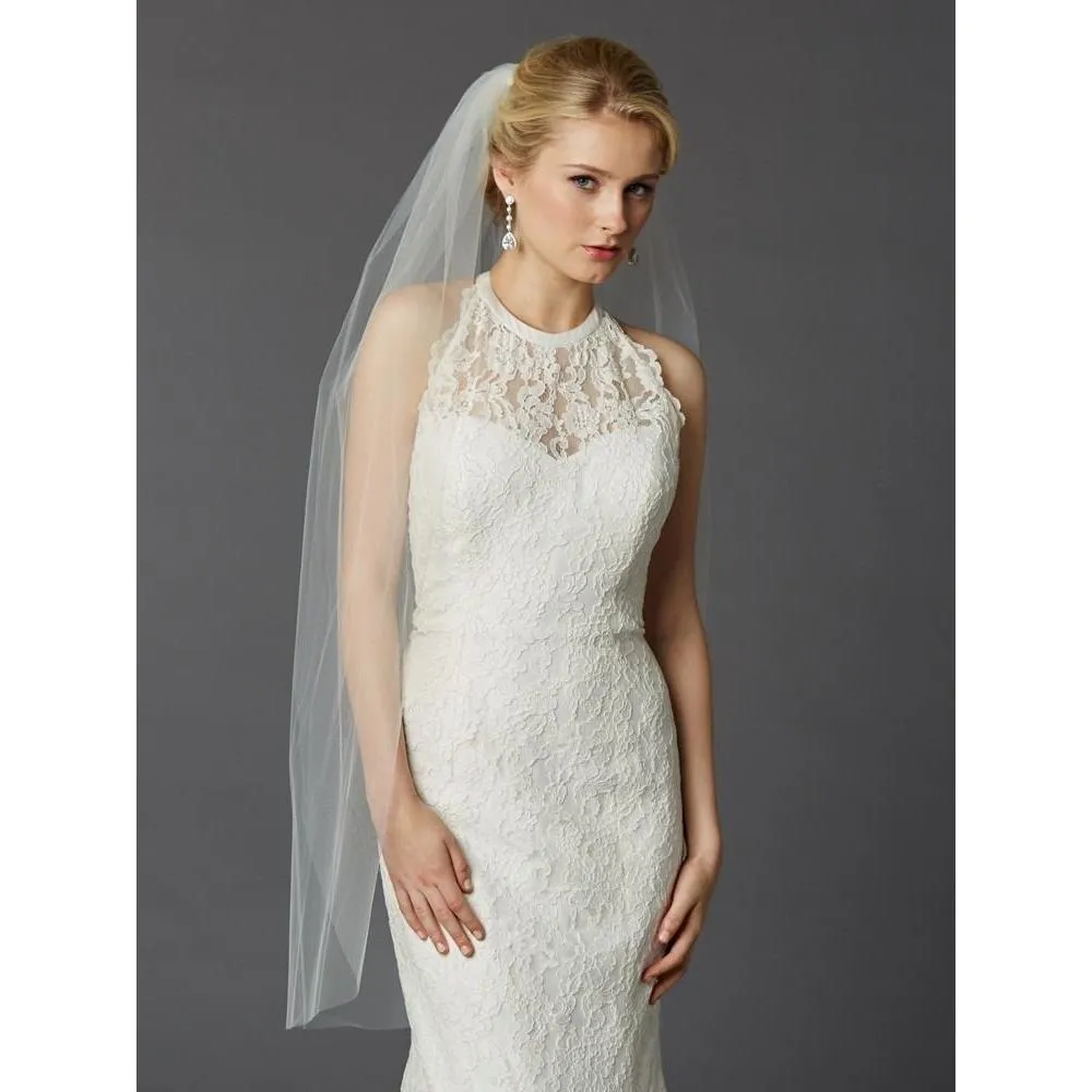Long Single Layer Cut Edge Veil
