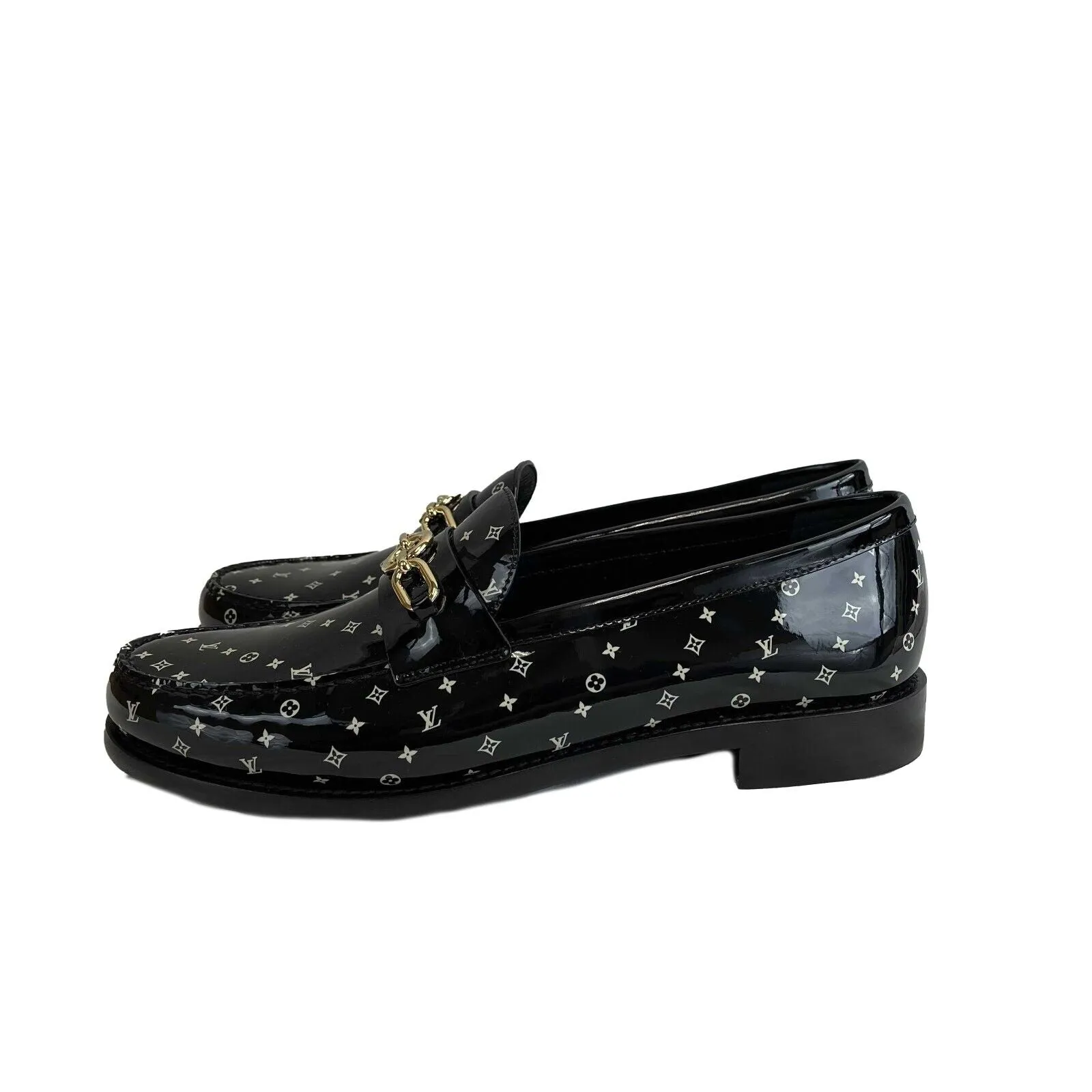 Louis Vuitton - NEW Patent LV Chess Flat Loafer - Black/White - 42 US 9