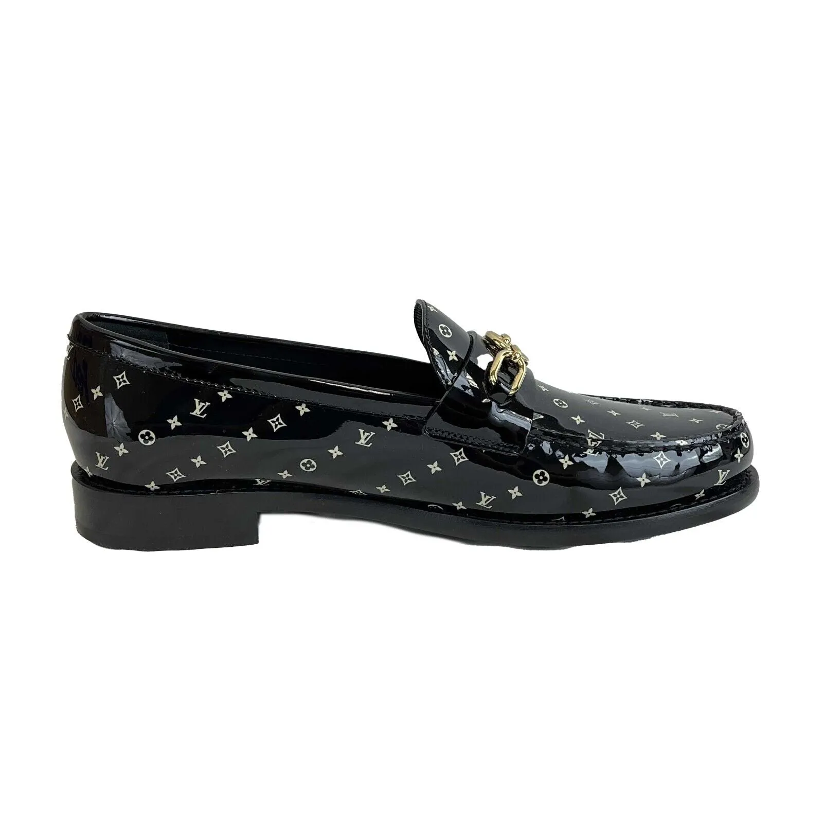 Louis Vuitton - NEW Patent LV Chess Flat Loafer - Black/White - 42 US 9