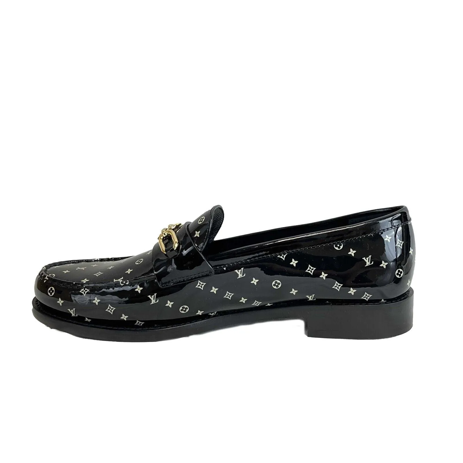 Louis Vuitton - NEW Patent LV Chess Flat Loafer - Black/White - 42 US 9