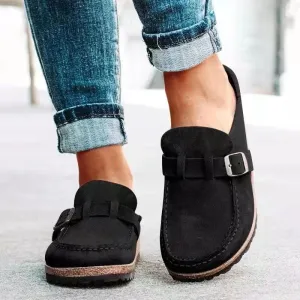 LuxeStride™ | Women's Black Leather Loafers | Genuine Leather, Slip-On Design & Cushioned Insole