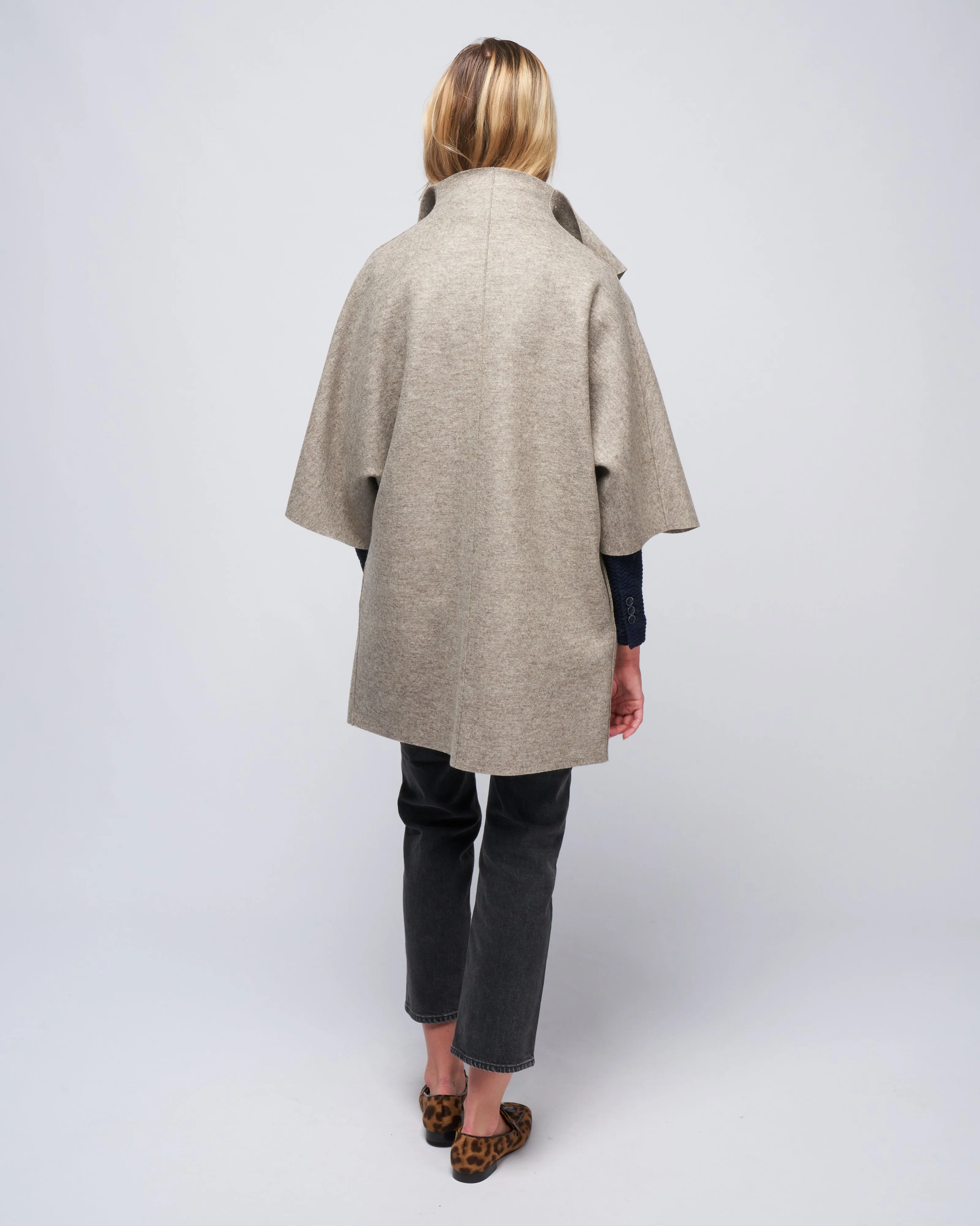mantle pressed wool kimono - natural taupe