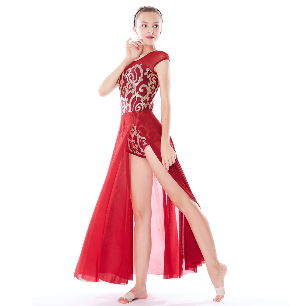 Matte Gold Sequin Lyrical Dance Dress
