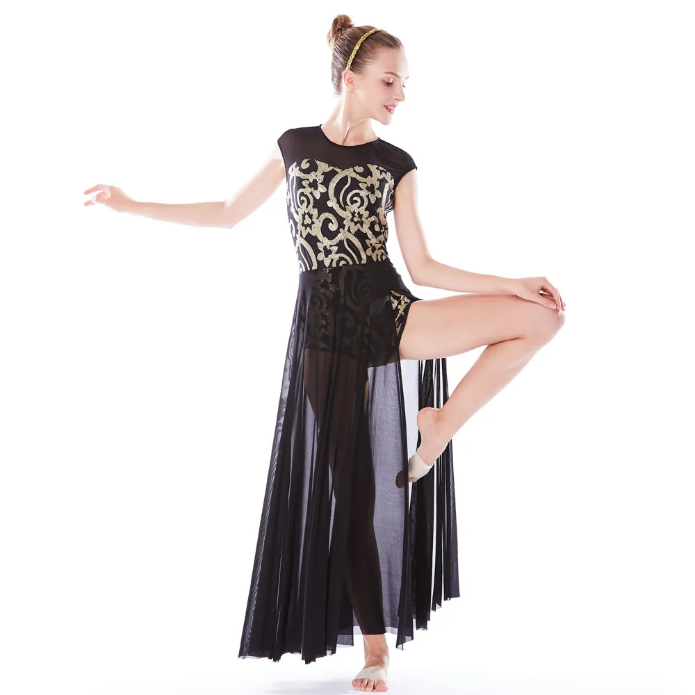 Matte Gold Sequin Lyrical Dance Dress