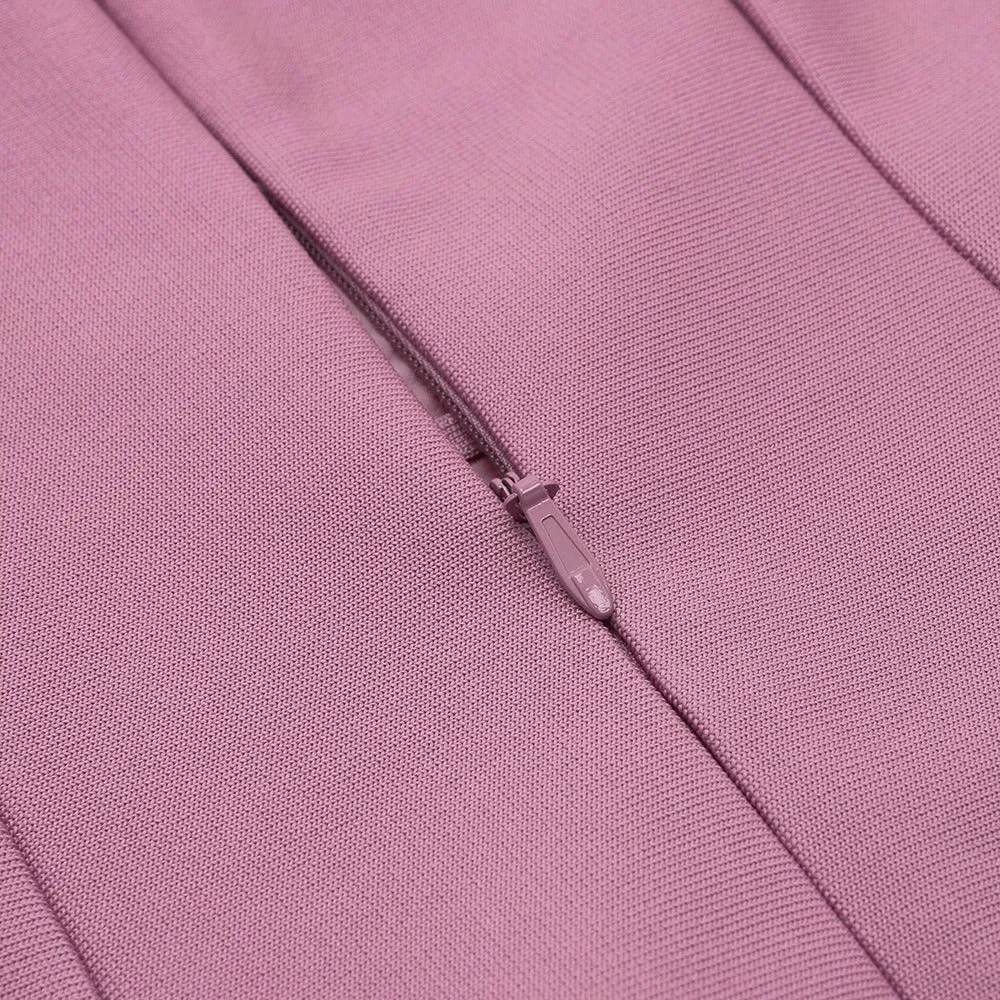 Mauve Bandage Midi Silk Sleeve Dress