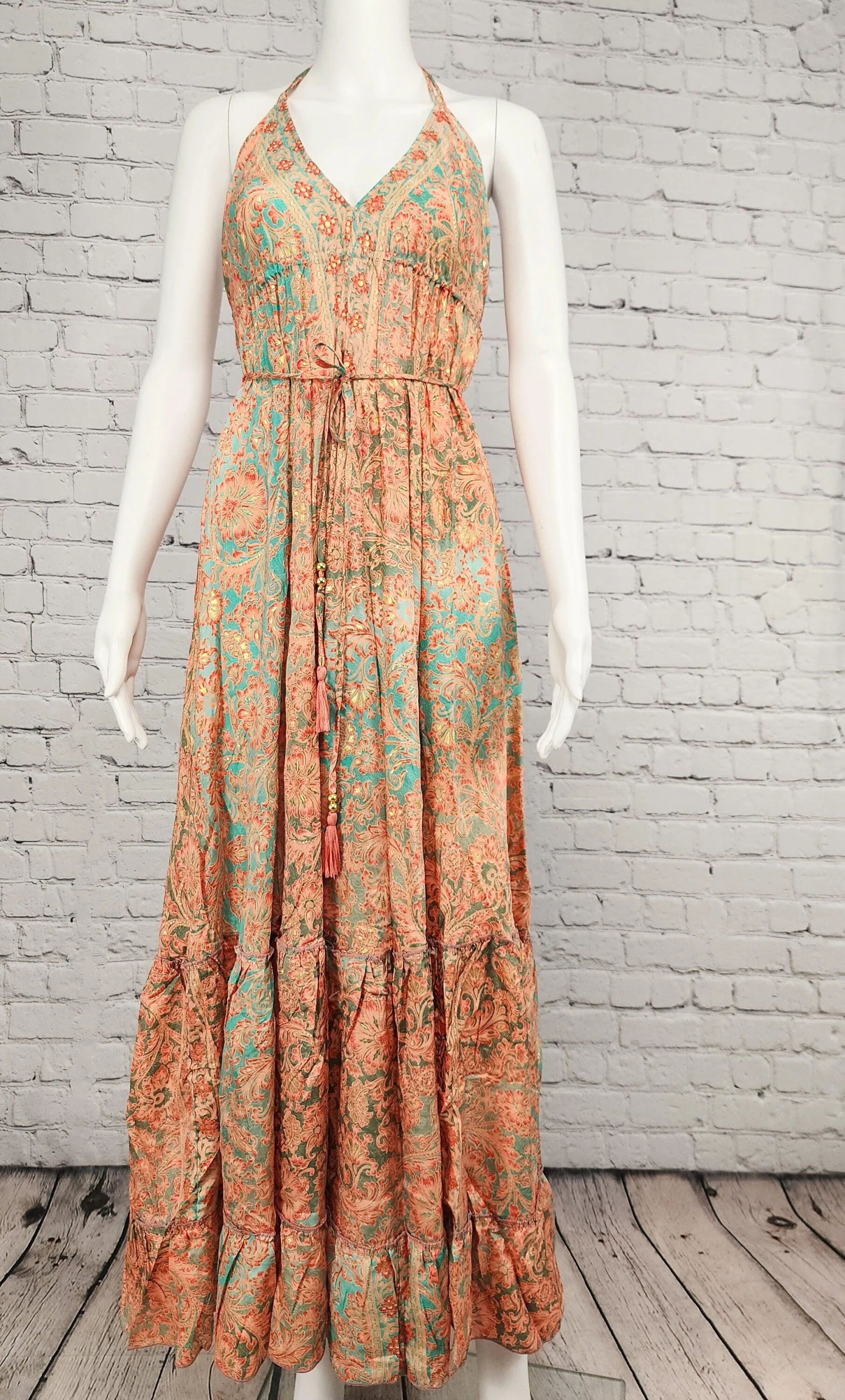 Maxi Boho Ruffle Dress /Goddess Dress/Bohemian Maxi Dress/Gypsy Sundress/Open Back Dress/Women's Clothing/ Party Wear