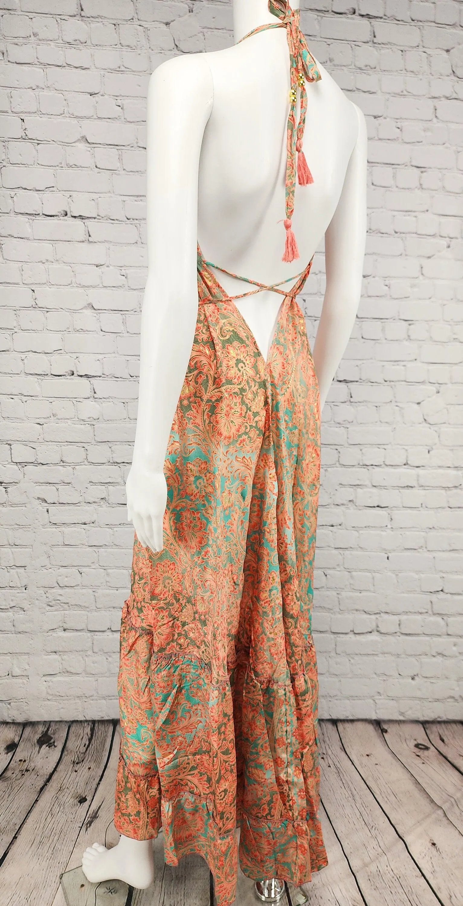 Maxi Boho Ruffle Dress /Goddess Dress/Bohemian Maxi Dress/Gypsy Sundress/Open Back Dress/Women's Clothing/ Party Wear
