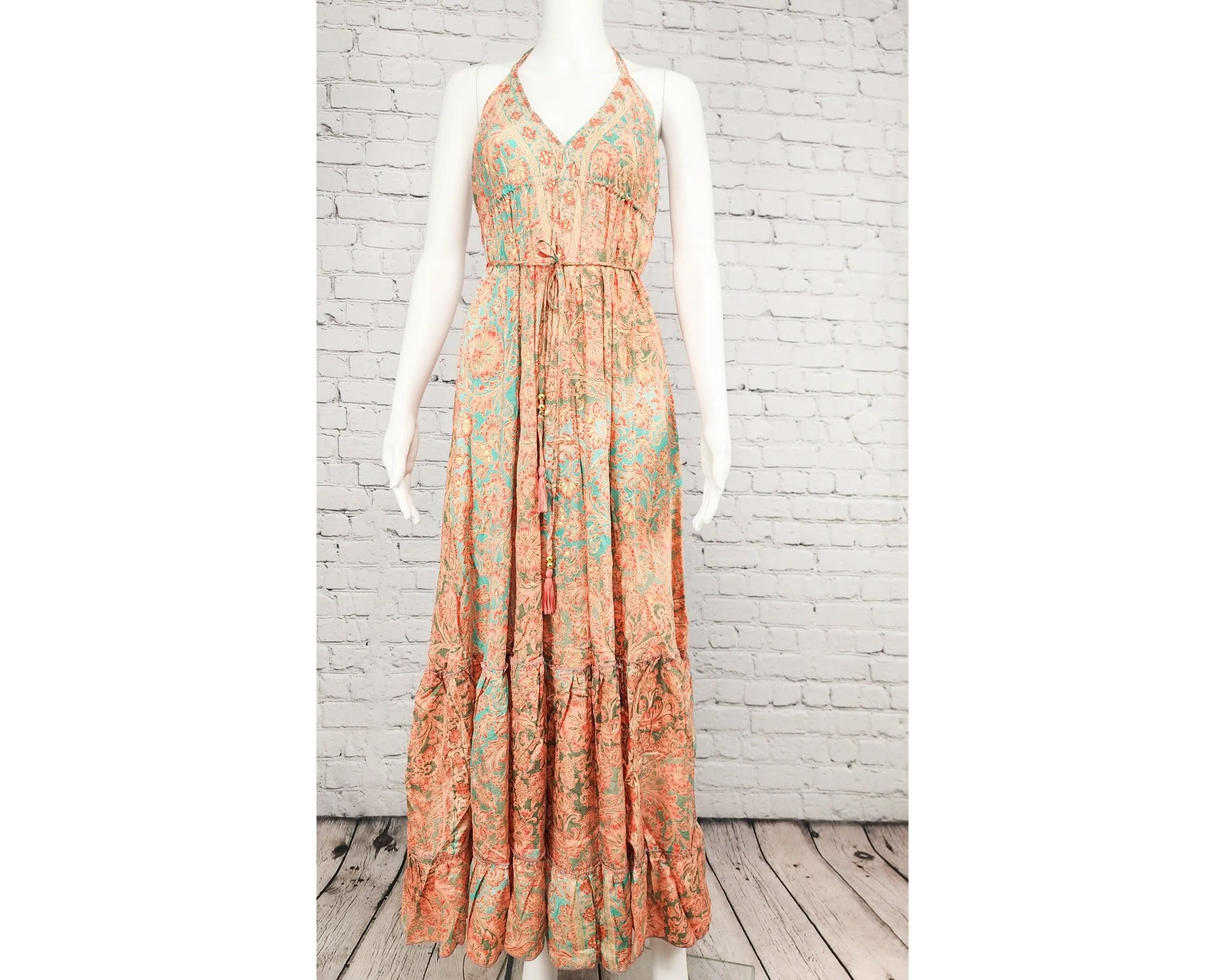 Maxi Boho Ruffle Dress /Goddess Dress/Bohemian Maxi Dress/Gypsy Sundress/Open Back Dress/Women's Clothing/ Party Wear
