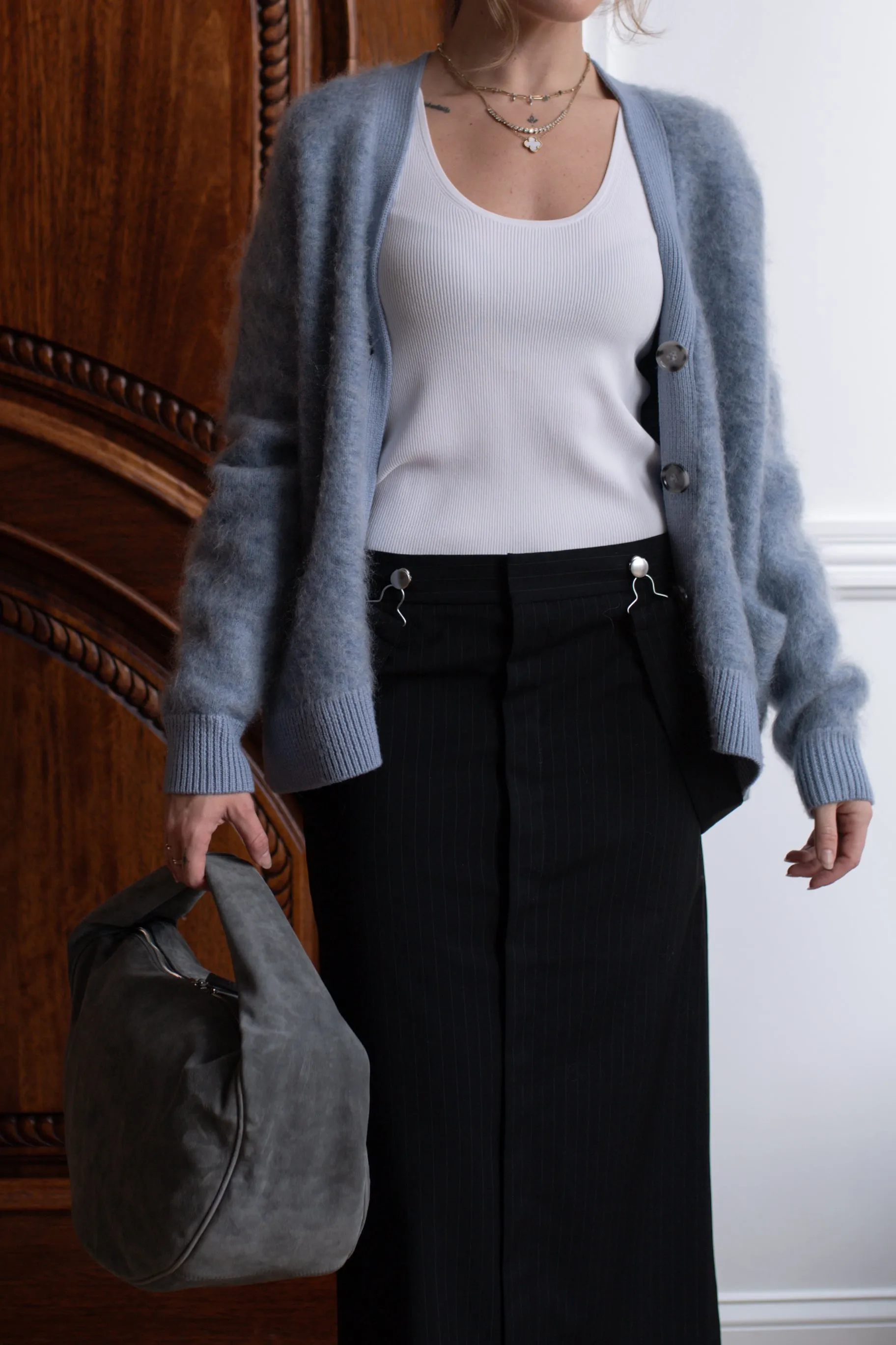 Maxi Cush Cement Suede Bag