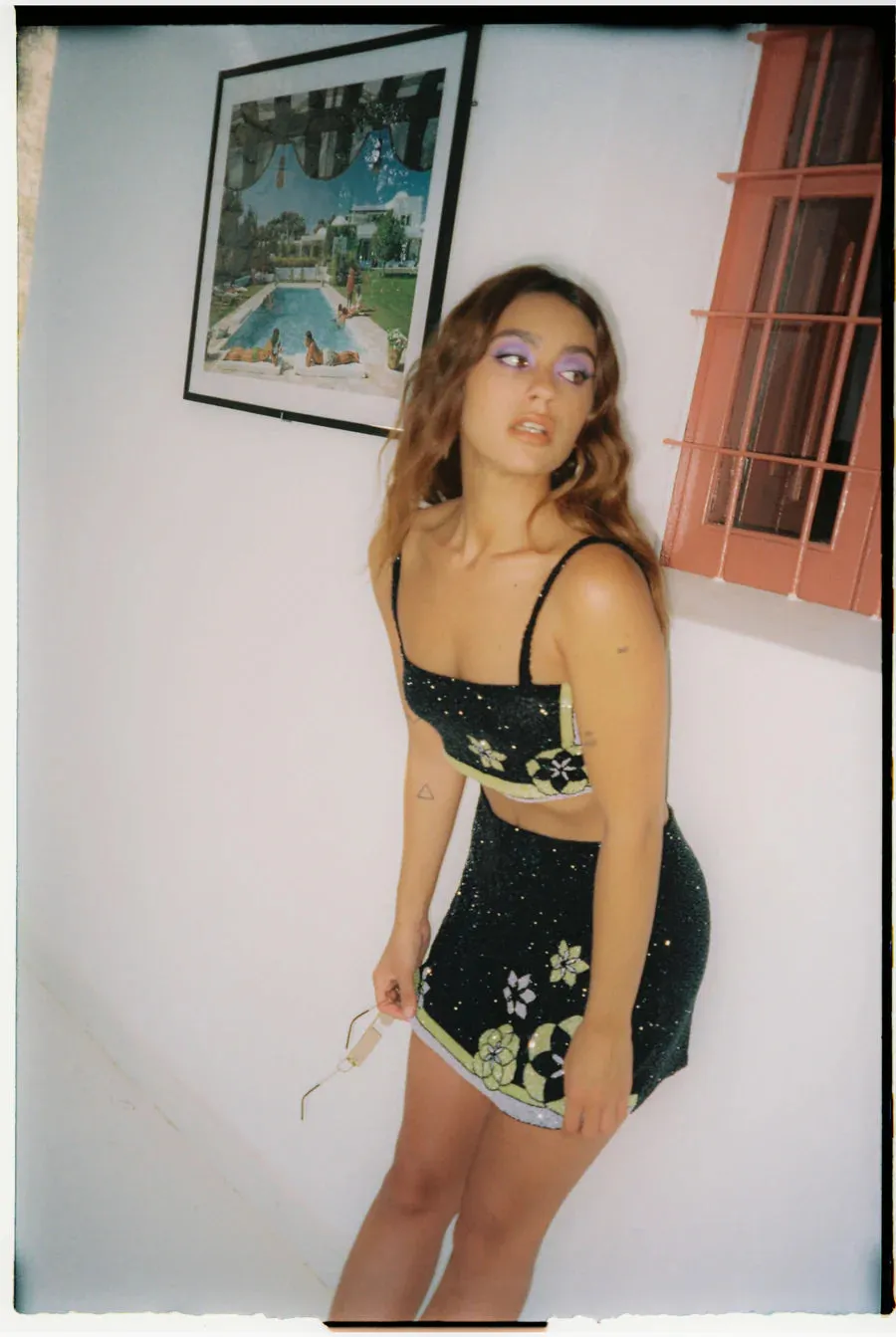 Mei Hand Embroidered Summer Co-ord Skirt Black