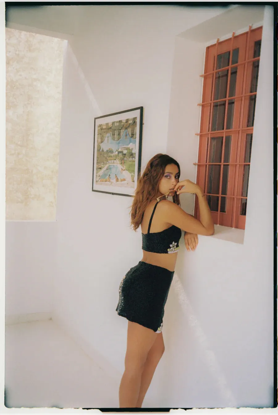 Mei Hand Embroidered Summer Co-ord Skirt Black